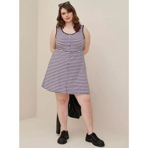 Torrid Mini Jersey Button-Front Striped Dress